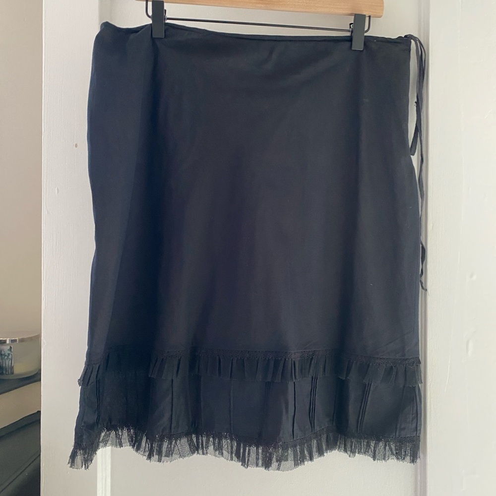 Black Skirt with Tulle Trim